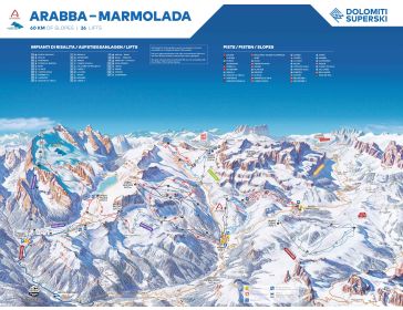 Pistekaart Dolomieten - Arabba-Marmolada